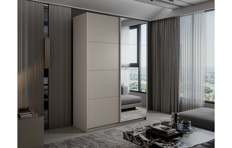 Шкафы-купе - изображение №3 "Шкаф-купе Lux 2-х-дв. кашемир/зеркало"  на www.Angstrem-mebel.ru