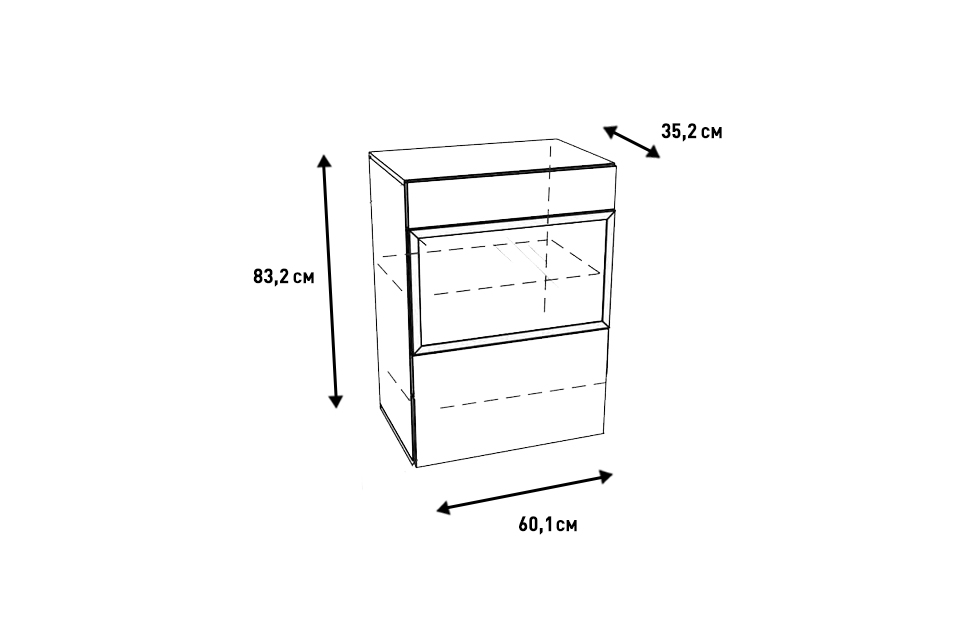 Навесные шкафчики - изображение №6 "Навесной шкаф Анри (левый) АН-411.04 Д1W, Швейцарский вяз"  на www.Angstrem-mebel.ru