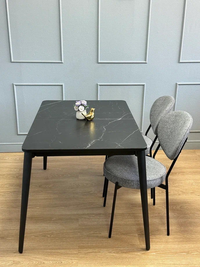 Обеденные столы - изображение №8 "Стол обеденный Стил раздвижной KS1200 черный/керамика мрамор черный"  на www.Angstrem-mebel.ru