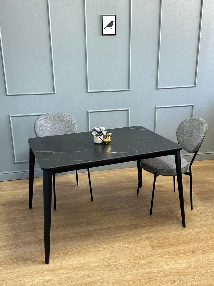 Обеденные столы - изображение №9 "Стол обеденный Стил раздвижной KS1200 черный/керамика мрамор черный"  на www.Angstrem-mebel.ru