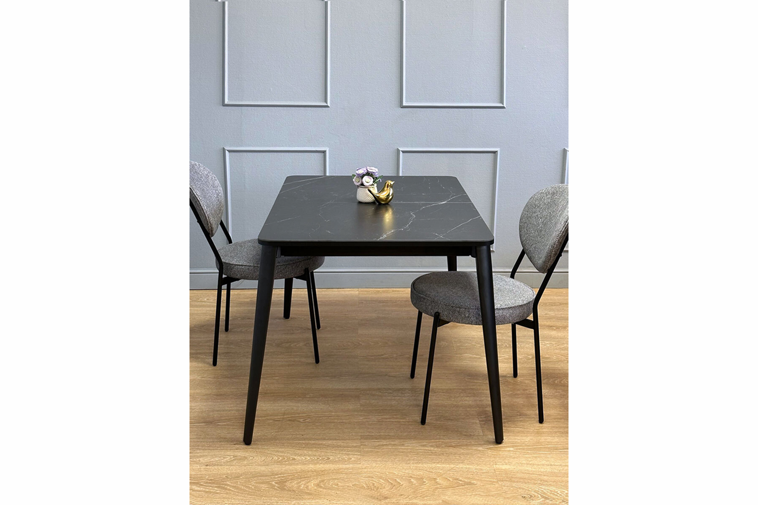 Обеденные столы - изображение №4 "Стол обеденный Стил раздвижной KS1200 черный/керамика мрамор черный"  на www.Angstrem-mebel.ru